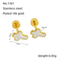 1 Pair Simple Style Cross Polishing Plating Stainless Steel 18K Gold Plated Ear Studs sku image 3