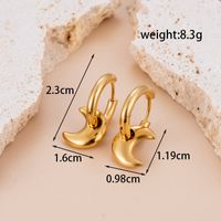 1 Pair Simple Style Circle Square Moon Plating Inlay Stainless Steel Artificial Gemstones 18k Gold Plated Earrings main image 3