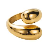 304 Stainless Steel 14K Gold Plated Retro Classic Style Plating Geometric Water Droplets Open Rings sku image 5