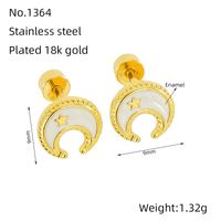 1 Pair Simple Style Star Moon Polishing Plating Stainless Steel Titanium Steel 18K Gold Plated Ear Studs main image 2
