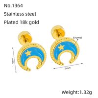 1 Pair Simple Style Star Moon Polishing Plating Stainless Steel Titanium Steel 18K Gold Plated Ear Studs sku image 4