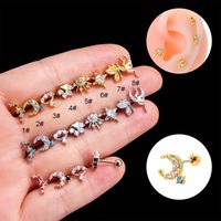 1 Piece Ear Cartilage Rings & Studs Simple Style Classic Style Star Moon Butterfly 316 Stainless Steel  Copper Plating Inlay Zircon main image 1