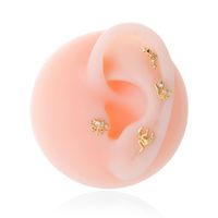 1 Piece Ear Cartilage Rings & Studs Simple Style Classic Style Star Moon Butterfly 316 Stainless Steel  Copper Plating Inlay Zircon main image 6