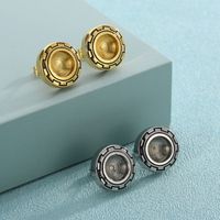 1 Pair Simple Style Round Plating Stainless Steel 18K Gold Plated Ear Studs main image 4