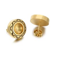 1 Pair Simple Style Round Plating Stainless Steel 18K Gold Plated Ear Studs sku image 4