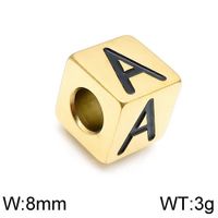 1 Piece Diameter 8mm Stainless Steel 18K Gold Plated Letter Polished Beads sku image 1