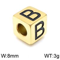1 Piece Diameter 8mm Stainless Steel 18K Gold Plated Letter Polished Beads sku image 2