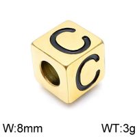 1 Piece Diameter 8mm Stainless Steel 18K Gold Plated Letter Polished Beads sku image 3