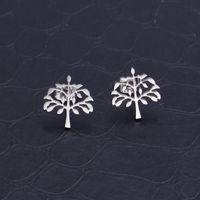 1 Pair Simple Style Tree Hollow Out Stainless Steel Ear Studs main image 1