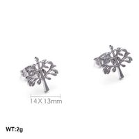 1 Pair Simple Style Tree Hollow Out Stainless Steel Ear Studs sku image 1