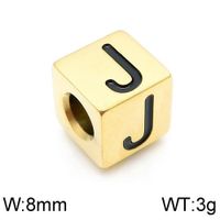 1 Piece Diameter 8mm Stainless Steel 18K Gold Plated Letter Polished Beads sku image 10