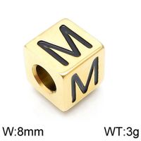 1 Piece Diameter 8mm Stainless Steel 18K Gold Plated Letter Polished Beads sku image 14