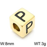 1 Piece Diameter 8mm Stainless Steel 18K Gold Plated Letter Polished Beads sku image 16