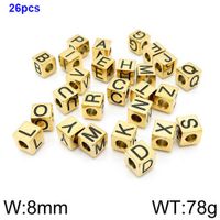 1 Piece Diameter 8mm Stainless Steel 18K Gold Plated Letter Polished Beads sku image 31