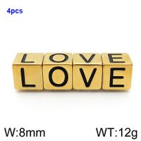 1 Piece Diameter 8mm Stainless Steel 18K Gold Plated Letter Polished Beads sku image 27