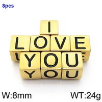 1 Piece Diameter 8mm Stainless Steel 18K Gold Plated Letter Polished Beads sku image 30