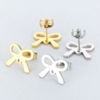 1 Pair Simple Style Bow Knot Plating Stainless Steel 18K Gold Plated Ear Studs main image 1