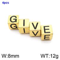 1 Piece Diameter 8mm Stainless Steel 18K Gold Plated Letter Polished Beads sku image 29