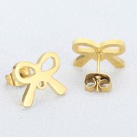 1 Pair Simple Style Bow Knot Plating Stainless Steel 18K Gold Plated Ear Studs main image 3