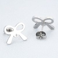 1 Pair Simple Style Bow Knot Plating Stainless Steel 18K Gold Plated Ear Studs main image 4