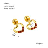1 Pair Simple Style Heart Shape Polishing Plating Inlay Stainless Steel Rhinestones Zircon 18K Gold Plated Ear Studs sku image 3
