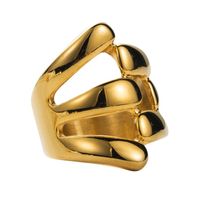 Edelstahl 304 14 Karat Vergoldet Retro Klassischer Stil Überzug Geometrisch Wassertropfen Offener Ring sku image 9