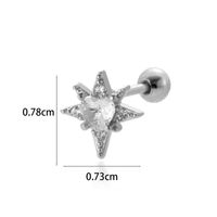 1 Piece Ear Cartilage Rings & Studs Simple Style Classic Style Star Moon Butterfly 316 Stainless Steel  Copper Plating Inlay Zircon sku image 6