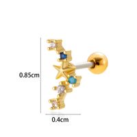 1 Piece Ear Cartilage Rings & Studs Simple Style Classic Style Star Moon Butterfly 316 Stainless Steel  Copper Plating Inlay Zircon sku image 10