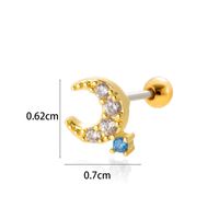 1 Piece Ear Cartilage Rings & Studs Simple Style Classic Style Star Moon Butterfly 316 Stainless Steel  Copper Plating Inlay Zircon sku image 10