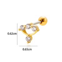 1 Piece Ear Cartilage Rings & Studs Simple Style Classic Style Star Moon Butterfly 316 Stainless Steel  Copper Plating Inlay Zircon sku image 12