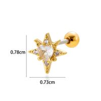 1 Piece Ear Cartilage Rings & Studs Simple Style Classic Style Star Moon Butterfly 316 Stainless Steel  Copper Plating Inlay Zircon sku image 14