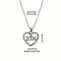 Classic Style Streetwear Number Heart Shape Alloy Copper Plating Hollow Out Rhinestones 18k Gold Plated Silver Plated Unisex Necklace main image 6