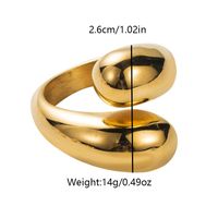 304 Stainless Steel 14K Gold Plated Retro Classic Style Plating Geometric Water Droplets Open Rings main image 5