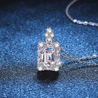 Elegant Luxurious Sweet Rectangle Sterling Silver Plating Inlay Zircon White Gold Plated Pendant Necklace main image 1