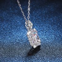 Elegant Luxurious Sweet Rectangle Sterling Silver Plating Inlay Zircon White Gold Plated Pendant Necklace main image 5