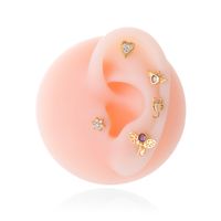 1 Pièce Boucles D'Oreilles Cartilage Style Simple Style Classique Forme De Cœur Ailes Fleur Acier Inoxydable 316 Le Cuivre Placage Incruster Zircon main image 5