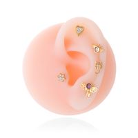 1 Piece Ear Cartilage Rings & Studs Simple Style Classic Style Heart Shape Wings Flower 316 Stainless Steel  Copper Plating Inlay Zircon main image 5