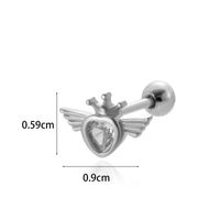 1 Piece Ear Cartilage Rings & Studs Simple Style Classic Style Heart Shape Wings Flower 316 Stainless Steel  Copper Plating Inlay Zircon sku image 2