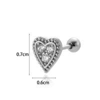 1 Piece Ear Cartilage Rings & Studs Simple Style Classic Style Heart Shape Wings Flower 316 Stainless Steel  Copper Plating Inlay Zircon sku image 5