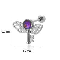 1 Piece Ear Cartilage Rings & Studs Simple Style Classic Style Heart Shape Wings Flower 316 Stainless Steel  Copper Plating Inlay Zircon sku image 6