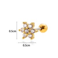 1 Piece Ear Cartilage Rings & Studs Simple Style Classic Style Heart Shape Wings Flower 316 Stainless Steel  Copper Plating Inlay Zircon sku image 11