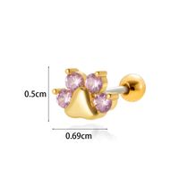 1 Piece Ear Cartilage Rings & Studs Simple Style Classic Style Heart Shape Wings Flower 316 Stainless Steel  Copper Plating Inlay Zircon sku image 20