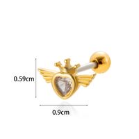 1 Piece Ear Cartilage Rings & Studs Simple Style Classic Style Heart Shape Wings Flower 316 Stainless Steel  Copper Plating Inlay Zircon sku image 7