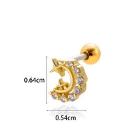1 Piece Ear Cartilage Rings & Studs Simple Style Classic Style Heart Shape Wings Flower 316 Stainless Steel  Copper Plating Inlay Zircon sku image 10