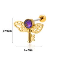 1 Piece Ear Cartilage Rings & Studs Simple Style Classic Style Heart Shape Wings Flower 316 Stainless Steel  Copper Plating Inlay Zircon sku image 8