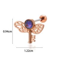 1 Piece Ear Cartilage Rings & Studs Simple Style Classic Style Heart Shape Wings Flower 316 Stainless Steel  Copper Plating Inlay Zircon sku image 19