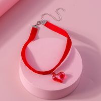 Romantic Heart Shape Velvet Synthetic Resin Valentine's Day Women's Choker sku image 1