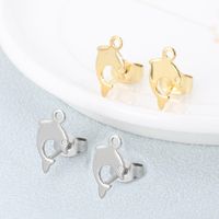 1 Pair Simple Style Dolphin Plating Stainless Steel 18K Gold Plated Ear Studs main image 3