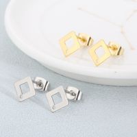1 Pair Simple Style Square Plating Stainless Steel 18K Gold Plated Ear Studs main image 3