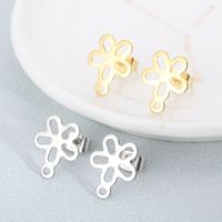 1 Pair Simple Style Flower Plating Stainless Steel 18K Gold Plated Ear Studs main image 3